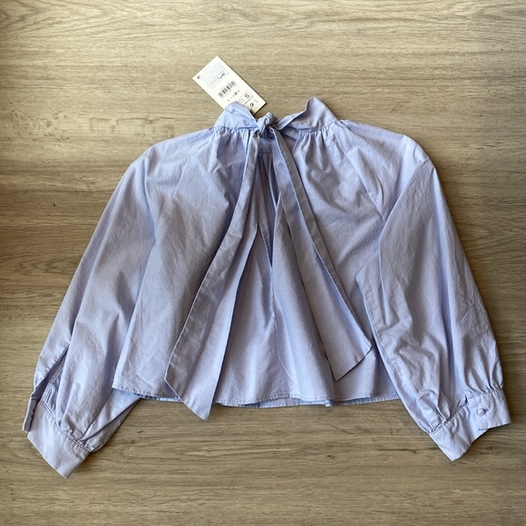 NWT Zara | Light Blue Back Bow Crop Top | Size Small - Picture 6 of 10